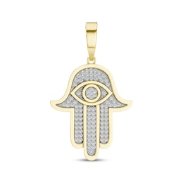 Men's Diamond Hamsa Charm 5/8 ct tw 10K Yellow Gold