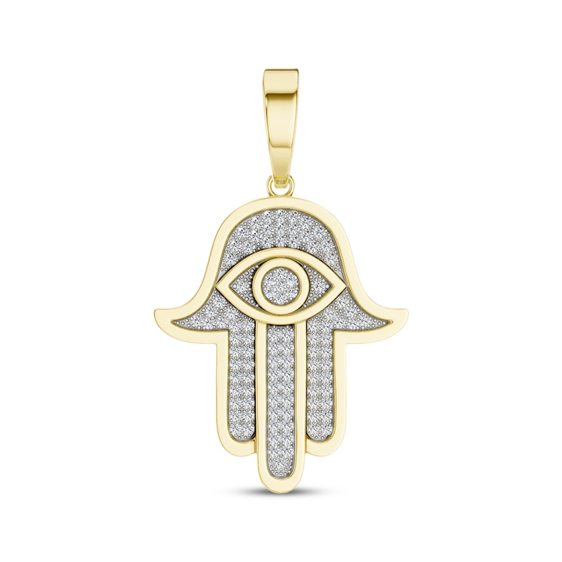 Main Image 1 of Men's Diamond Hamsa Charm 5/8 ct tw 10K Yellow Gold