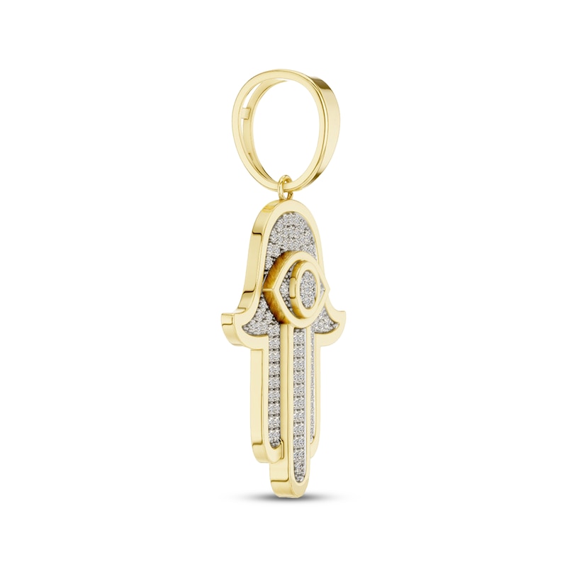 Main Image 2 of Men's Diamond Hamsa Charm 5/8 ct tw 10K Yellow Gold