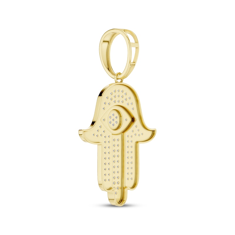 Main Image 3 of Men's Diamond Hamsa Charm 5/8 ct tw 10K Yellow Gold