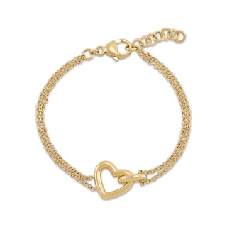 STUDIO BY KAY Heart Link Layered Bracelet 24K Yellow Gold Vermeil Sterling Silver 7.5"