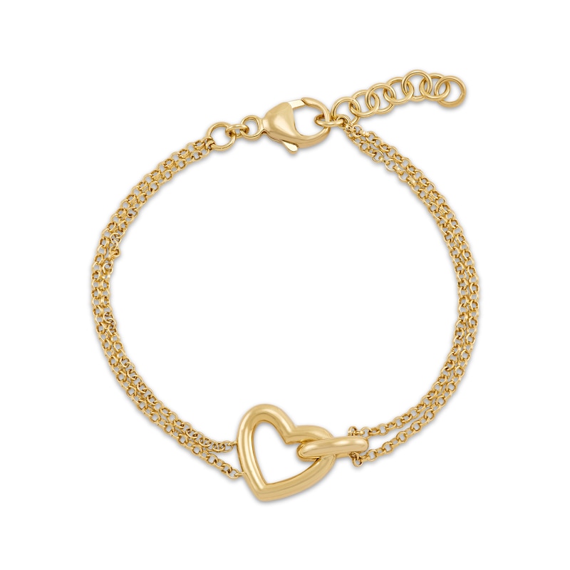 Main Image 1 of STUDIO BY KAY Heart Link Layered Bracelet 24K Yellow Gold Vermeil Sterling Silver 7.5"