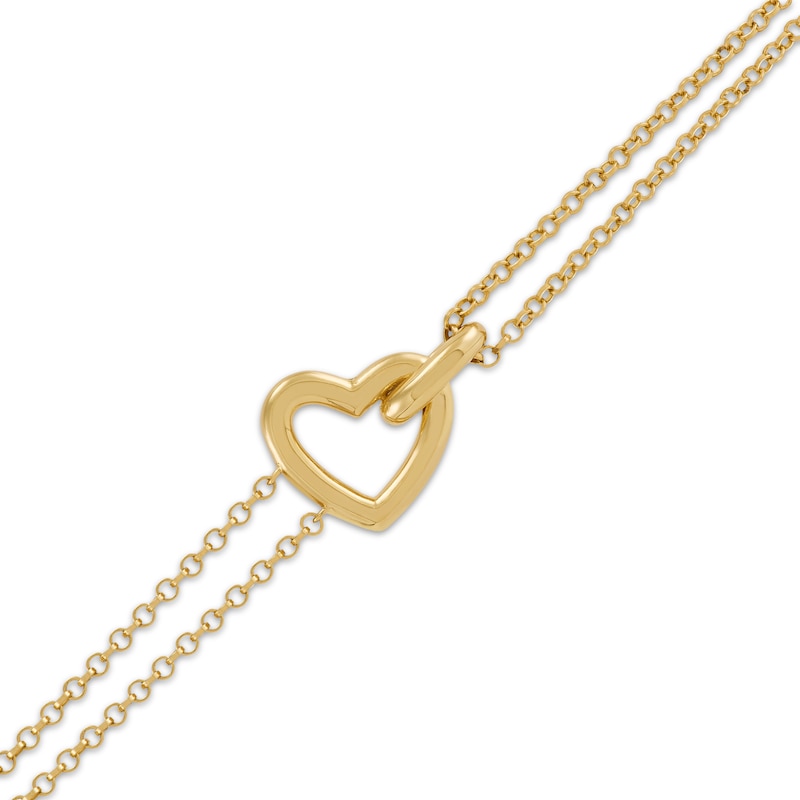 Main Image 2 of STUDIO BY KAY Heart Link Layered Bracelet 24K Yellow Gold Vermeil Sterling Silver 7.5"