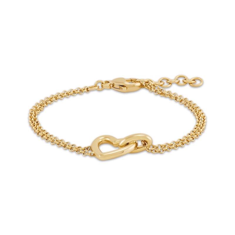 Main Image 3 of STUDIO BY KAY Heart Link Layered Bracelet 24K Yellow Gold Vermeil Sterling Silver 7.5"