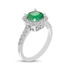 Thumbnail Image 2 of Cushion-Cut Lab-Created Emerald & White Lab-Created Sapphire Halo Ring Sterling Silver