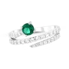 Thumbnail Image 1 of Lab-Created Emerald & White Lab-Created Sapphire Wrap Ring Sterling Silver