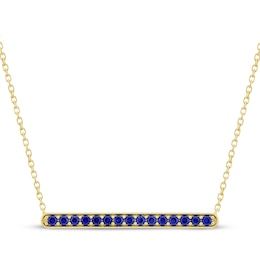 STUDIO BY KAY Blue Lab-Created Sapphire Bar Necklace 24K Yellow Gold Vermeil Sterling Silver 18"