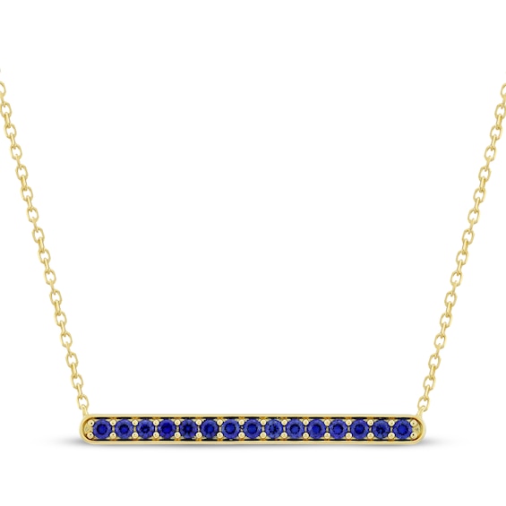 STUDIO BY KAY Blue Lab-Created Sapphire Bar Necklace 24K Yellow Gold Vermeil Sterling Silver 18"