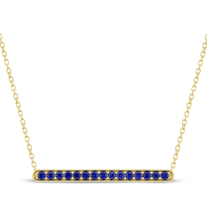 Main Image 1 of STUDIO BY KAY Blue Lab-Created Sapphire Bar Necklace 24K Yellow Gold Vermeil Sterling Silver 18"