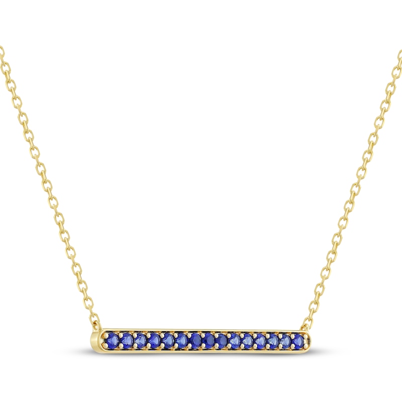 Main Image 2 of STUDIO BY KAY Blue Lab-Created Sapphire Bar Necklace 24K Yellow Gold Vermeil Sterling Silver 18"
