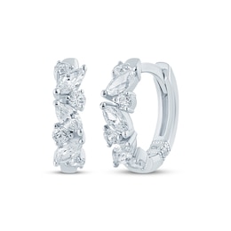 Monique Lhuillier Bliss Marquise & Round-Cut Lab-Grown Diamond Hoop Earrings 1/2 ct tw Platinum-Plated Sterling Silver
