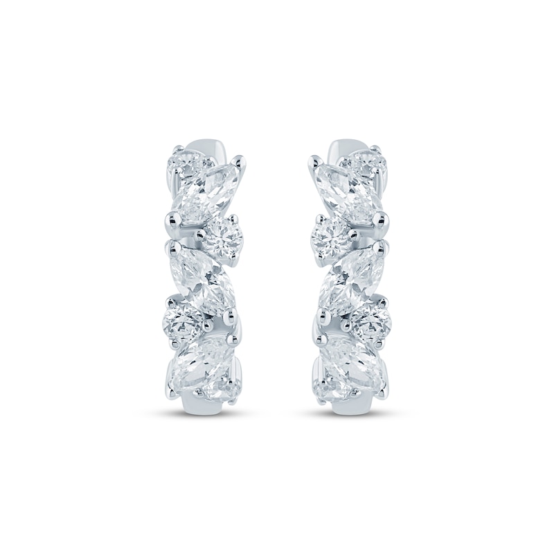 Main Image 2 of Monique Lhuillier Bliss Marquise & Round-Cut Lab-Grown Diamond Hoop Earrings 1/2 ct tw Platinum-Plated Sterling Silver