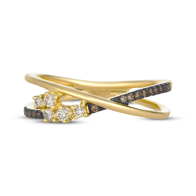 Main Image 4 of Le Vian Desert Diamonds Crossover Ring 1/5 ct tw 14K Honey Gold
