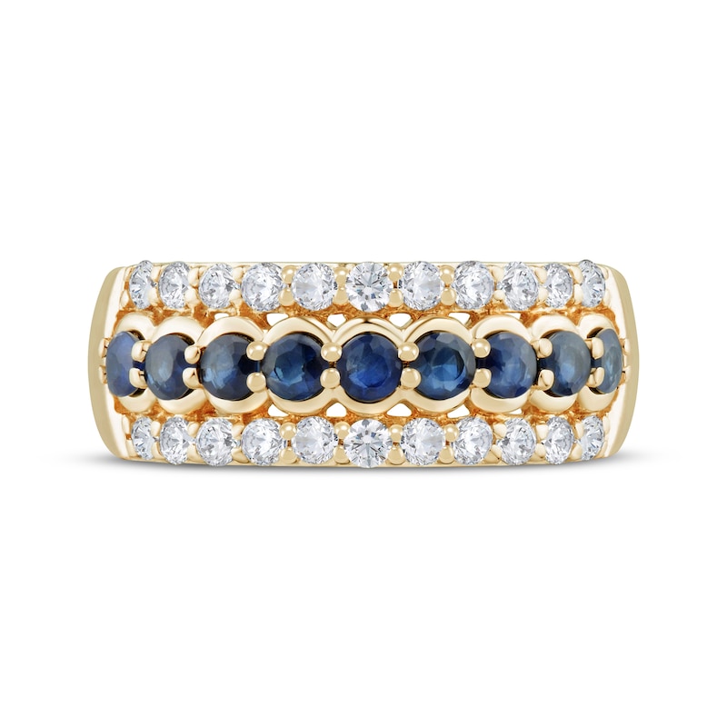 Main Image 4 of Now + Forever Blue Sapphire & Diamond Anniversary Ring 1/2 ct tw 10K Yellow Gold