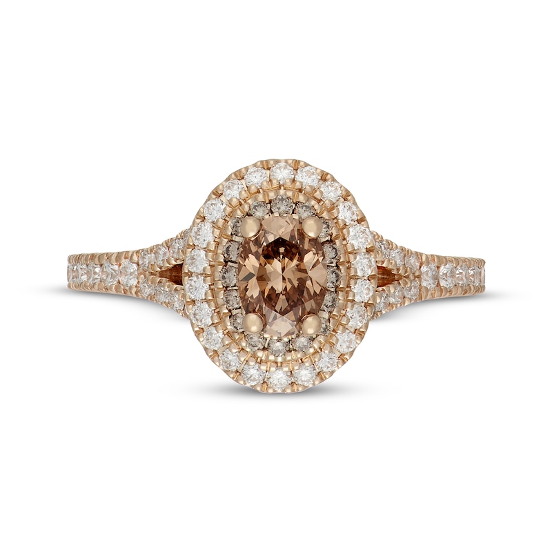 Main Image 3 of Neil Lane Desert Diamonds Oval-Cut Double Halo Engagement Ring 1 ct tw 14K Yellow Gold