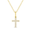 Thumbnail Image 1 of KAY Signature Collection Lab-Grown Diamond Mini Cross Necklace 1/10 ct tw 18K Yellow Gold-Plated Sterling Silver 18"