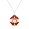 Thumbnail Image 1 of Citrine & White Lab-Created Sapphire Enamel Santa Ornament Necklace Sterling Silver 18"