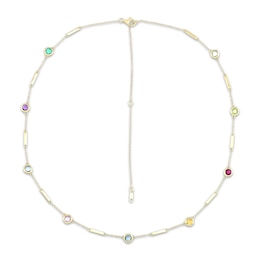 STUDIO BY KAY Natural & Lab-Created Gemstone Station Necklace 24K Yellow Gold Vermeil Sterling Silver 20"