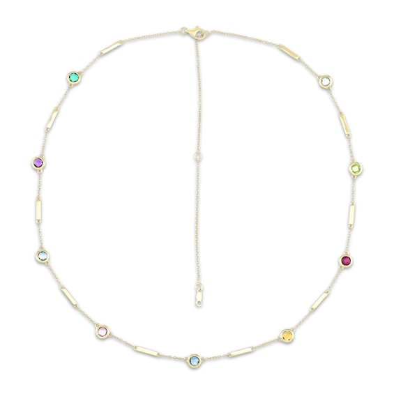 STUDIO BY KAY Natural & Lab-Created Gemstone Station Necklace 24K Yellow Gold Vermeil Sterling Silver 20"