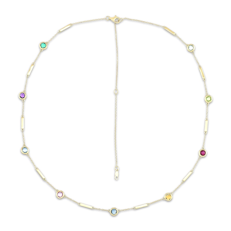 Main Image 1 of STUDIO BY KAY Natural & Lab-Created Gemstone Station Necklace 24K Yellow Gold Vermeil Sterling Silver 20"