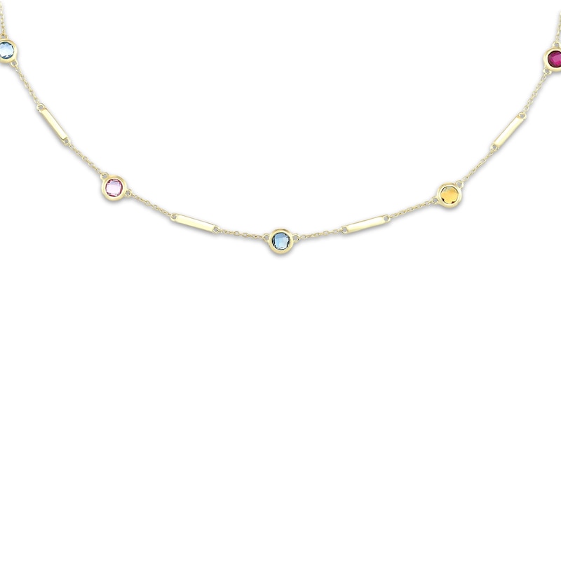 Main Image 2 of STUDIO BY KAY Natural & Lab-Created Gemstone Station Necklace 24K Yellow Gold Vermeil Sterling Silver 20"