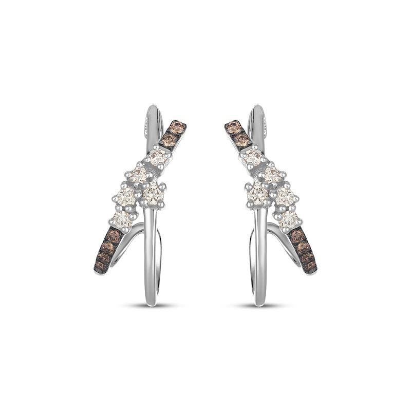 Main Image 2 of Le Vian Desert Diamonds Crossover J-Hoop Earrings 1/5 ct tw 14K Vanilla Gold
