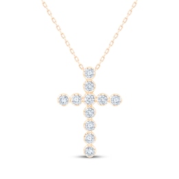Kay Signature Collection Lab-Grown Diamond Cross Necklace 1 ct tw 10K Yellow Gold 18"