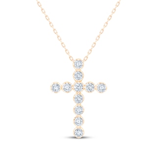 Kay Signature Collection Lab-Grown Diamond Cross Necklace 1 ct tw 10K Yellow Gold 18"