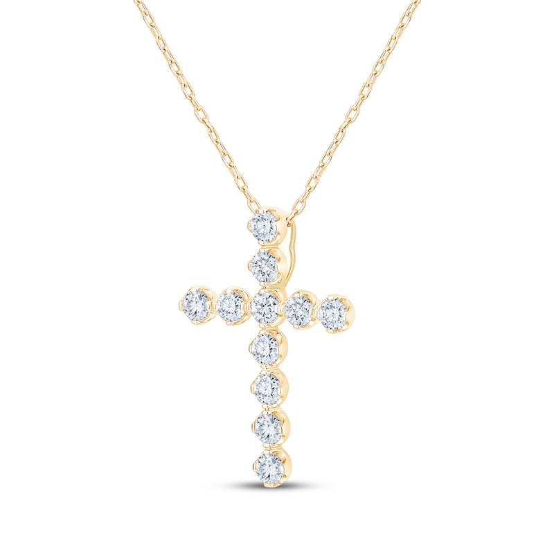 Main Image 3 of Kay Signature Collection Lab-Grown Diamond Cross Necklace 1 ct tw 10K Yellow Gold 18"