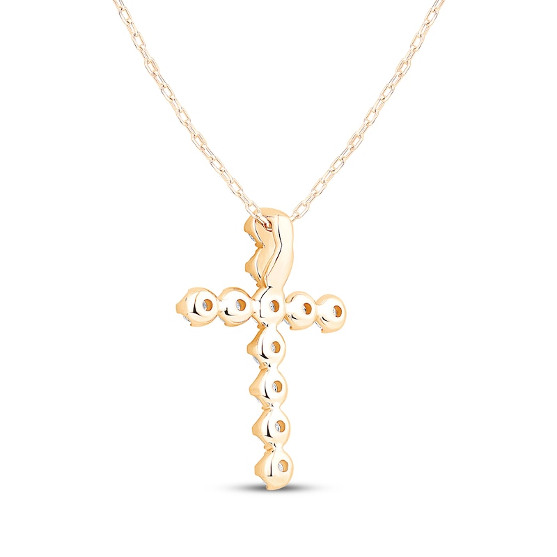 Main Image 4 of Kay Signature Collection Lab-Grown Diamond Cross Necklace 1 ct tw 10K Yellow Gold 18"