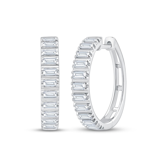 KAY Lab-Grown Diamonds Baguette-Cut Hoop Earrings 1/2 ct tw 10K White Gold