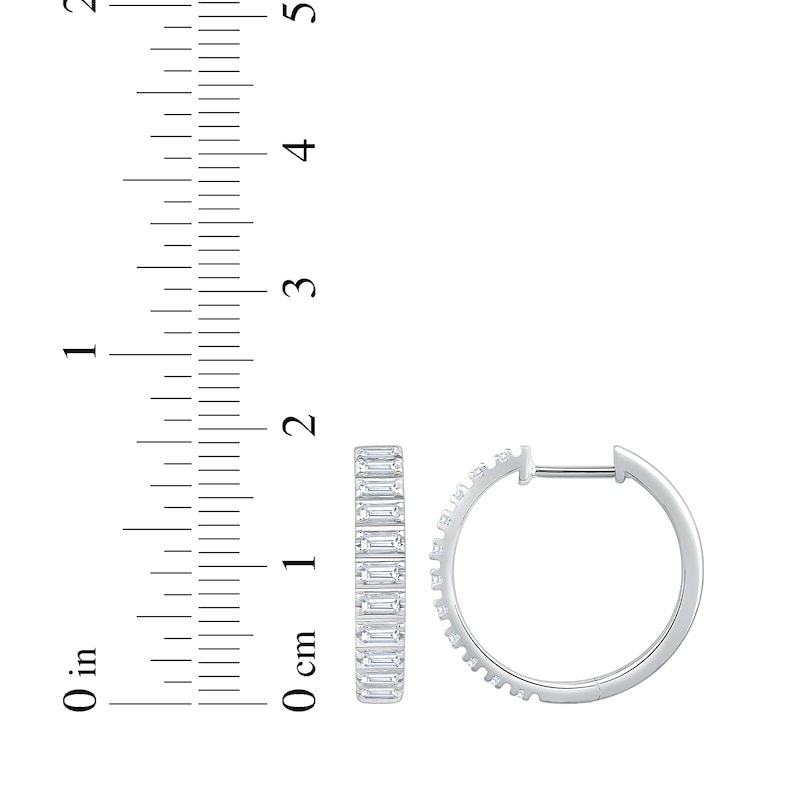 Main Image 4 of KAY Lab-Grown Diamonds Baguette-Cut Hoop Earrings 1/2 ct tw 10K White Gold