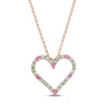 Thumbnail Image 1 of Le Vian Pink Sapphire & Green Beryl Heart Necklace 14K Strawberry Gold 19"