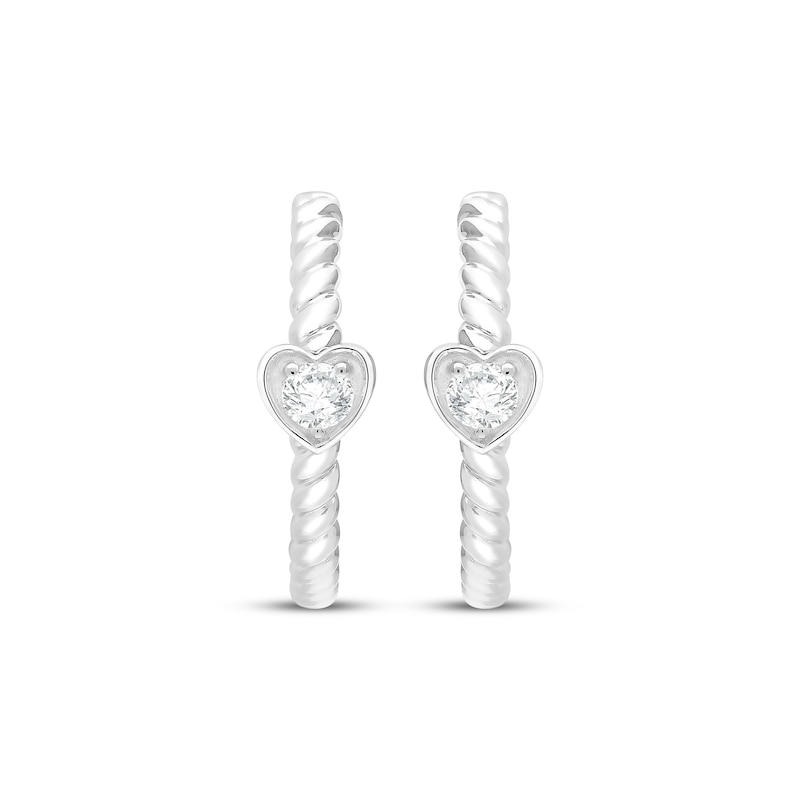 Main Image 2 of KAY Lab-Grown Diamonds Heart Rope-Twist Hoop Earrings 1/6 ct tw 10K White Gold