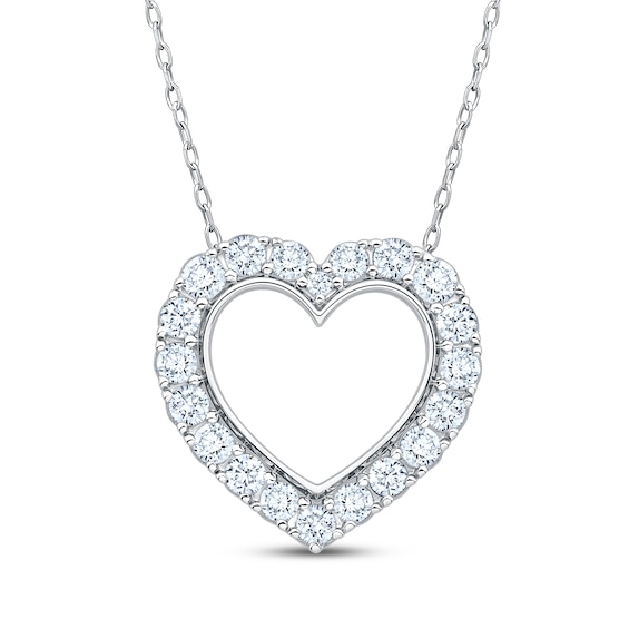 KAY Lab-Grown Diamonds Heart Outline Necklace 1 ct tw Sterling Silver 18"