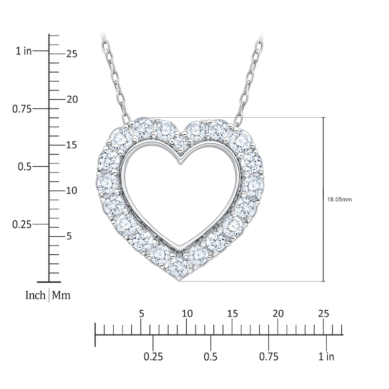 Main Image 5 of KAY Lab-Grown Diamonds Heart Outline Necklace 1 ct tw Sterling Silver 18"