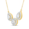 Thumbnail Image 2 of KAY Lab-Grown Diamonds Pear-Shaped & Round-Cut Three-Stone Halo Necklace 1 ct tw 10K Yellow Gold 18"