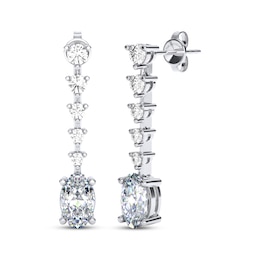 THE LEO Legacy Lab-Grown Diamond Oval & Round-Cut Drop Earrings 1-3/8 ct tw 14K White Gold