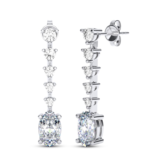 THE LEO Legacy Lab-Grown Diamond Oval & Round-Cut Drop Earrings 1-3/8 ct tw 14K White Gold