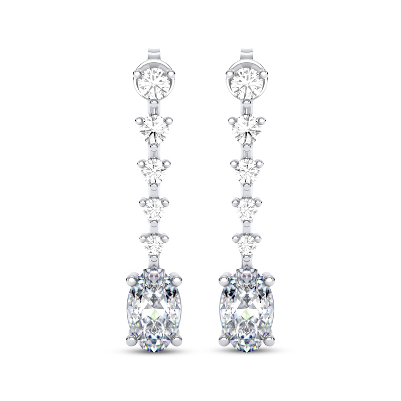 Main Image 2 of THE LEO Legacy Lab-Grown Diamond Oval & Round-Cut Drop Earrings 1-3/8 ct tw 14K White Gold