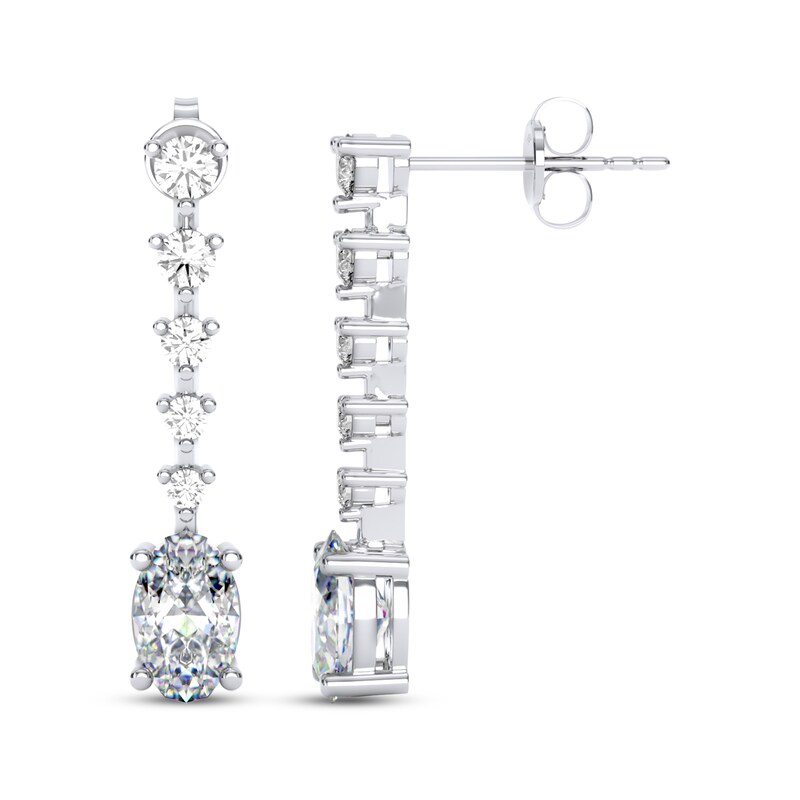 Main Image 3 of THE LEO Legacy Lab-Grown Diamond Oval & Round-Cut Drop Earrings 1-3/8 ct tw 14K White Gold