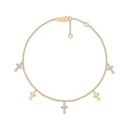 KAY Lab-Grown Diamonds Cross Station Bracelet 1/5 ct tw 14K Yellow Gold-Plated Sterling Silver 7.5"