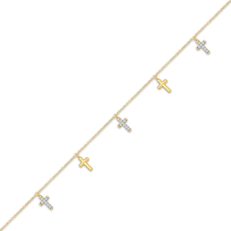 Main Image 2 of KAY Lab-Grown Diamonds Cross Station Bracelet 1/5 ct tw 14K Yellow Gold-Plated Sterling Silver 7.5"