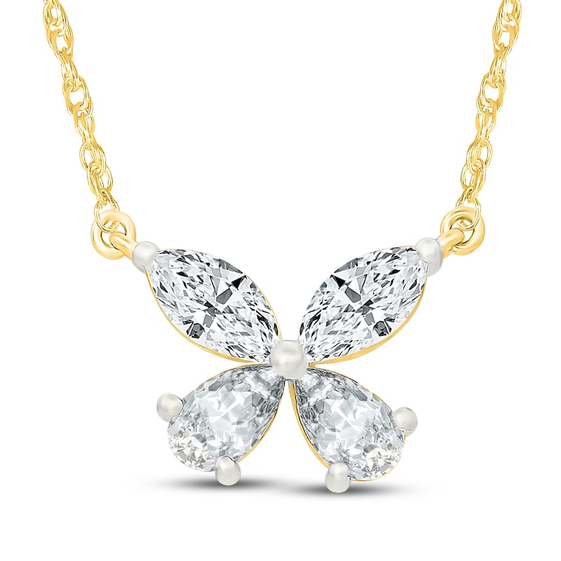 Main Image 1 of KAY Lab-Grown Diamonds Pear-Shaped & Marquise-Cut Necklace 7/8 ct tw 10K Yellow Gold 18"