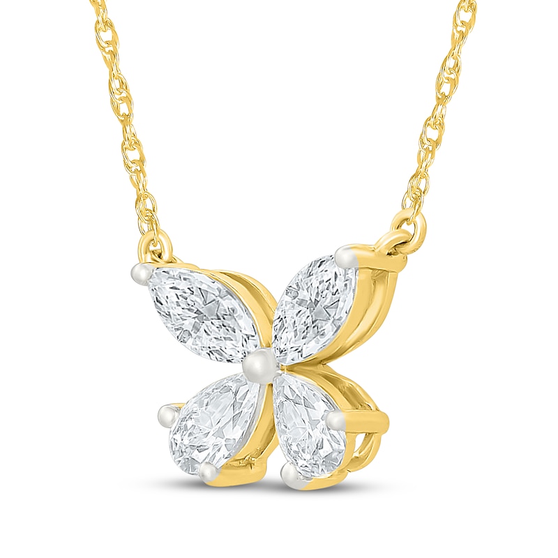 Main Image 2 of KAY Lab-Grown Diamonds Pear-Shaped & Marquise-Cut Necklace 7/8 ct tw 10K Yellow Gold 18"