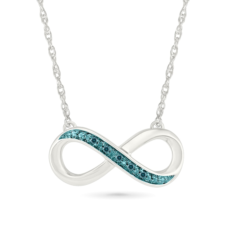 Main Image 1 of Blue and White Diamond Accent East-West Infinity Necklace Sterling Silver