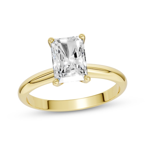 Now + Forever Lab-Grown Diamonds Radiant-Cut Solitaire Engagement Ring 1-1/4 ct tw 14K Yellow Gold (F/SI2)