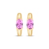 Thumbnail Image 2 of STUDIO BY KAY Oval-Cut Pink Lab-Created Sapphire Solitaire Huggie Hoop Earrings 24K Yellow Gold Vermeil Sterling Silver