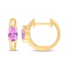 Thumbnail Image 3 of STUDIO BY KAY Oval-Cut Pink Lab-Created Sapphire Solitaire Huggie Hoop Earrings 24K Yellow Gold Vermeil Sterling Silver