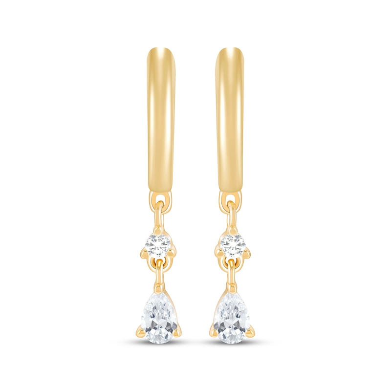 Main Image 2 of STUDIO BY KAY Pear-Shaped & Round-Cut Hoop Drop Earrings 1/4 ct tw 24K Yellow Gold Vermeil Sterling Silver
